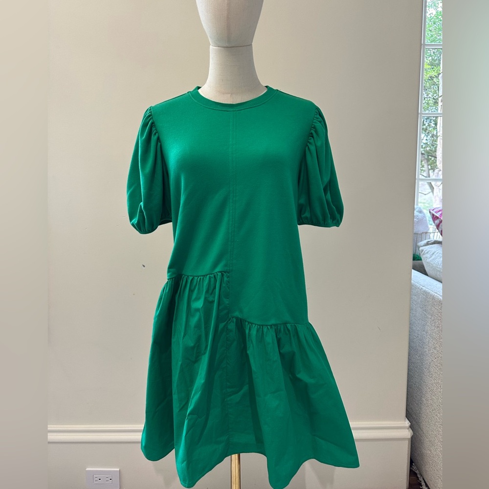 English factory asymmetrical green dress